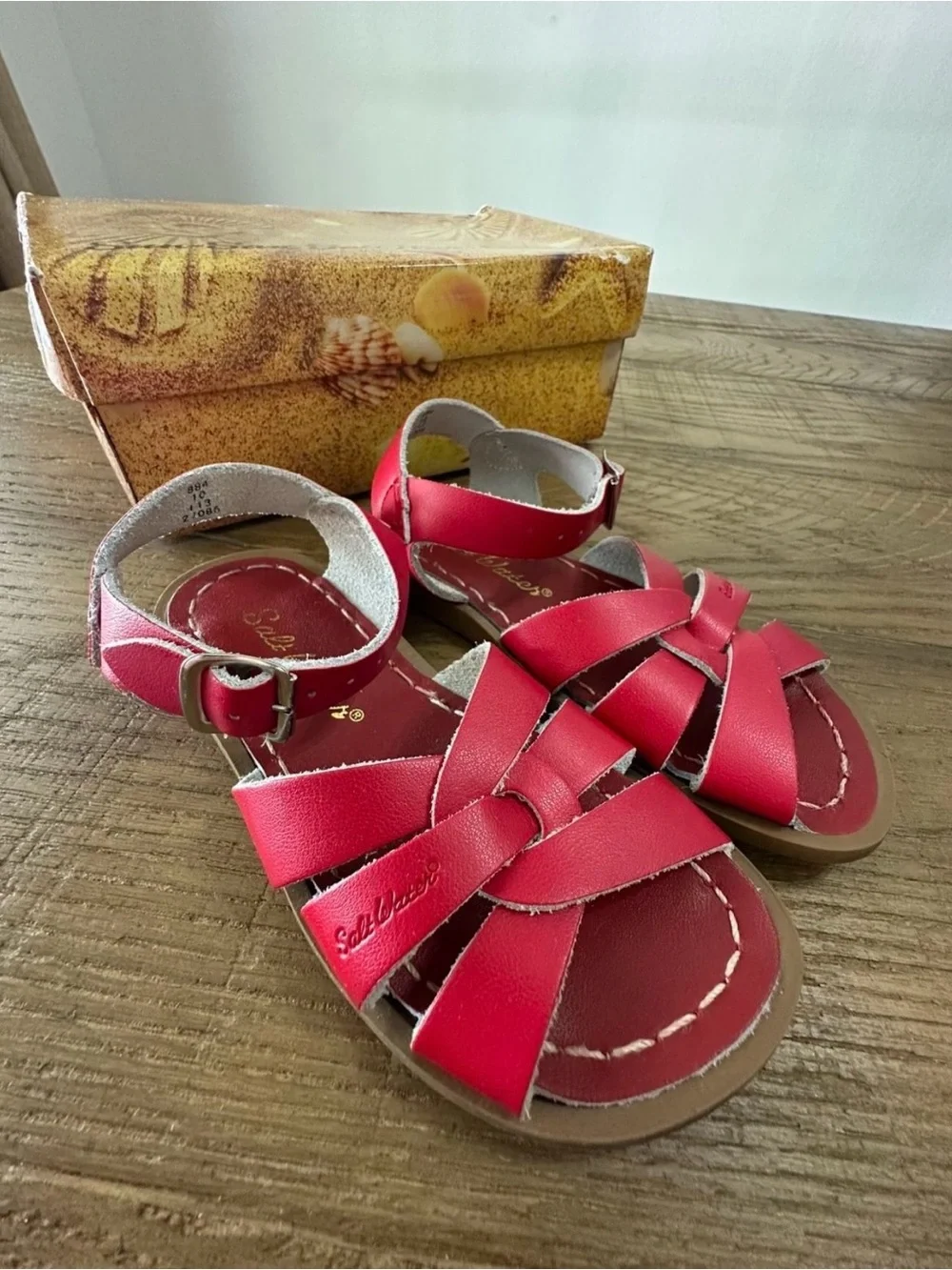 Salt Water Sandals by Hoy Red Strappy Kids Leather Sandals